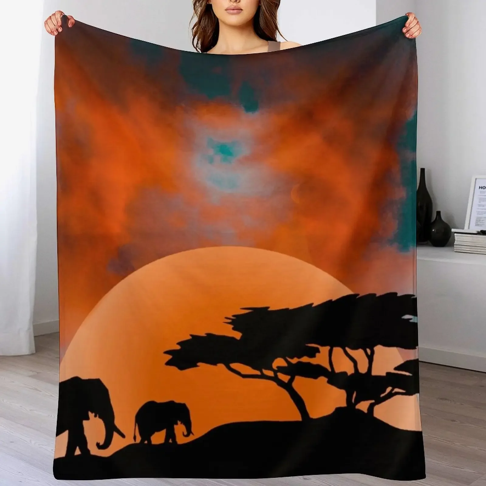 Elephants in the savannah Throw Blanket Sofa For Decorative Sofa For Baby Blankets