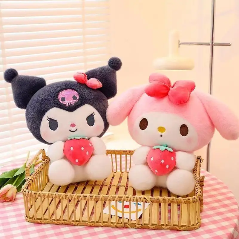 Muñeco de peluche Kawaii Sanrio Kuromi My Melody Strawberry, Animal de dibujos animados, almohada de algodón Pp, regalos de cumpleaños, 25 cm, 50 cm, 60cm