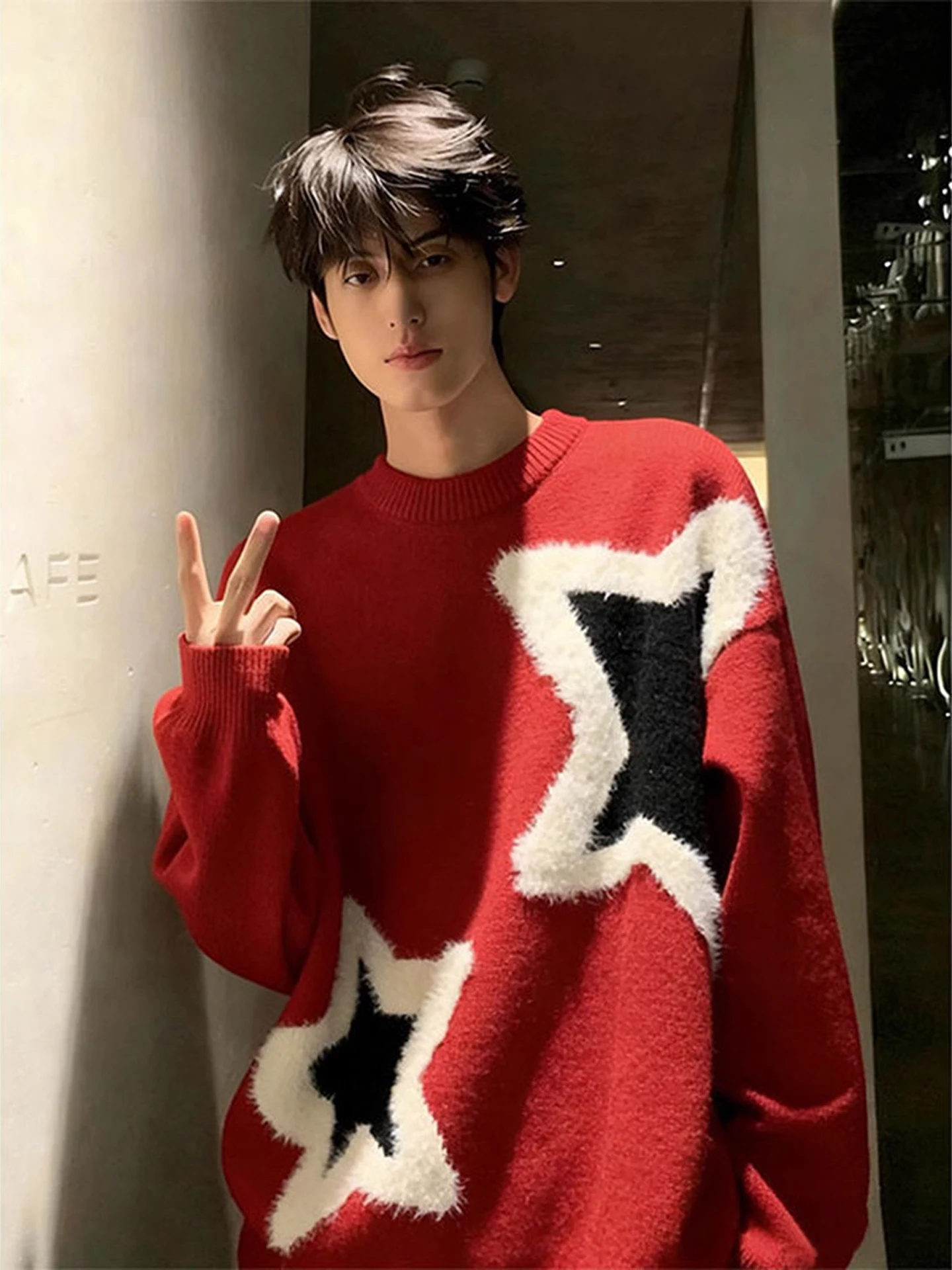 

Мужской зимний вязаный свитер American Sle с вышивкой, круглым вырезом, в винтажном стиле, повседневный, универсальный