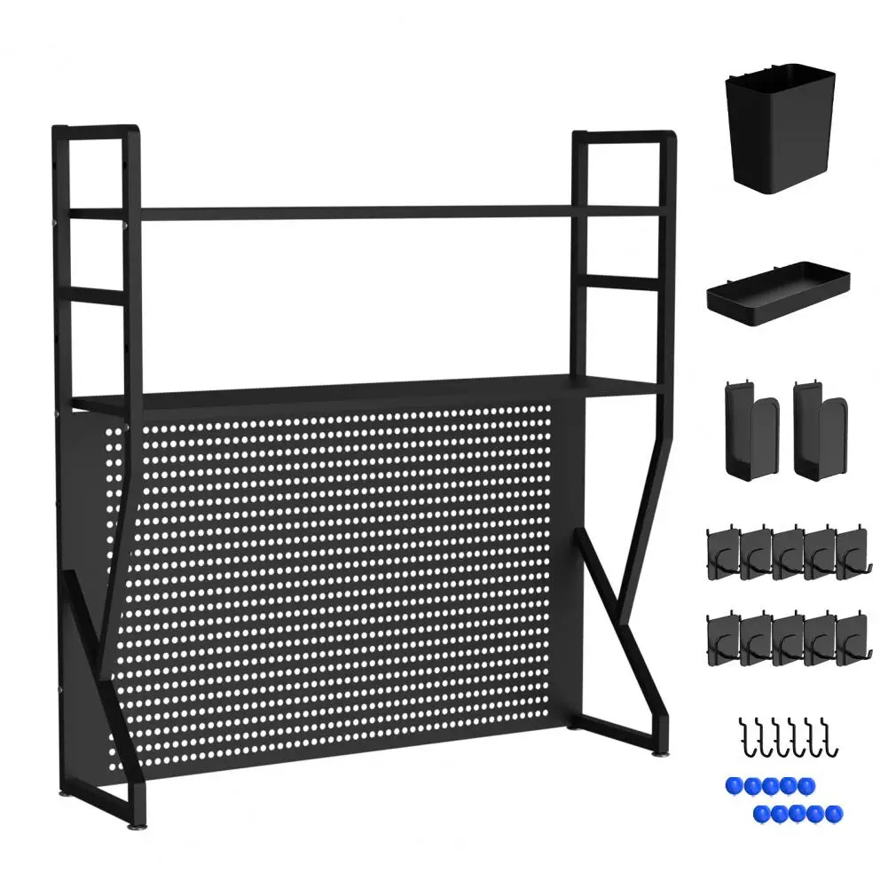 K Shaped Workspace Organizer Multi Layer Pegboard Desk Shelf Hooks Storage Box Computer Book Accessories