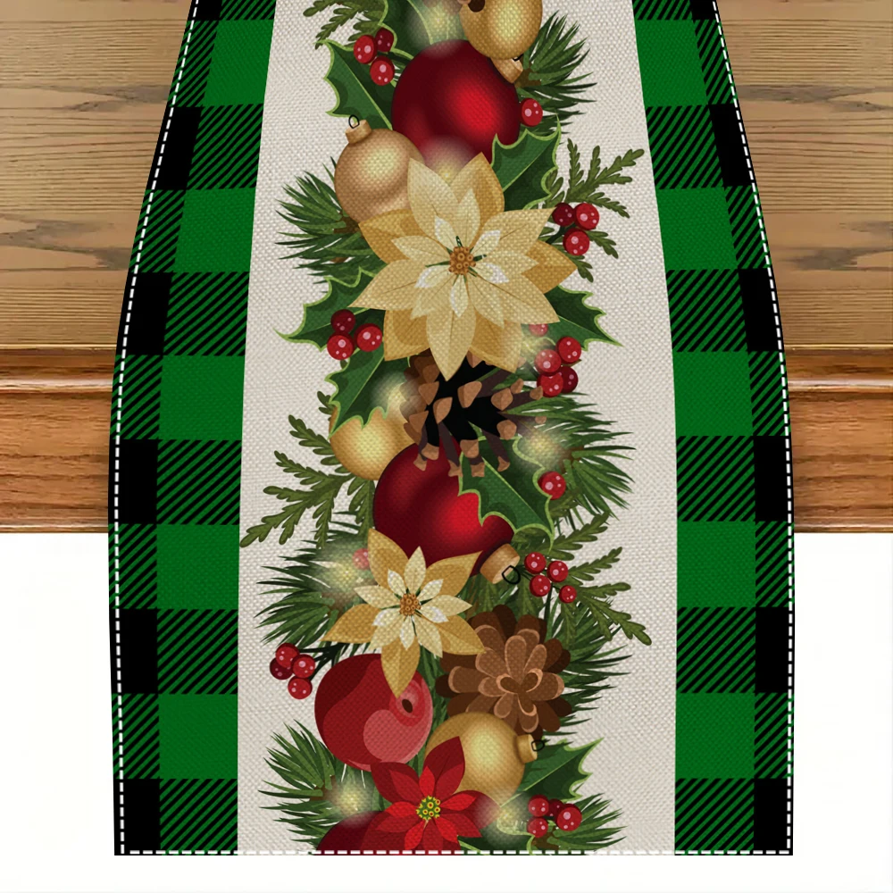 Linen Christmas Table Runner Home Dining Table Cover Tablecloth 2025 Christmas Decorations