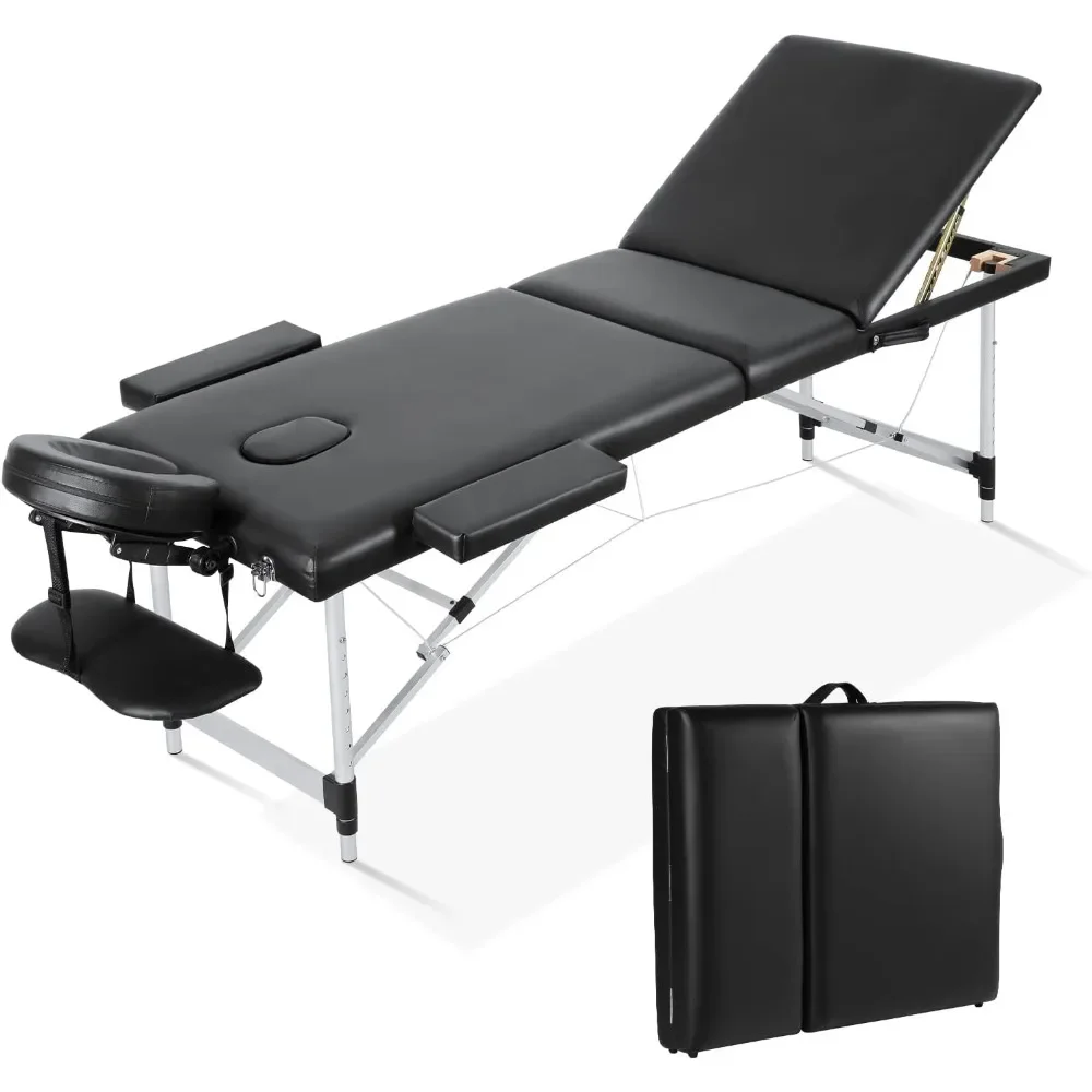 

Massage Table, Portable Massage Bed 3 Folding Height Backrest Adjustable Tattoo Solon Lightweight with Carry Case