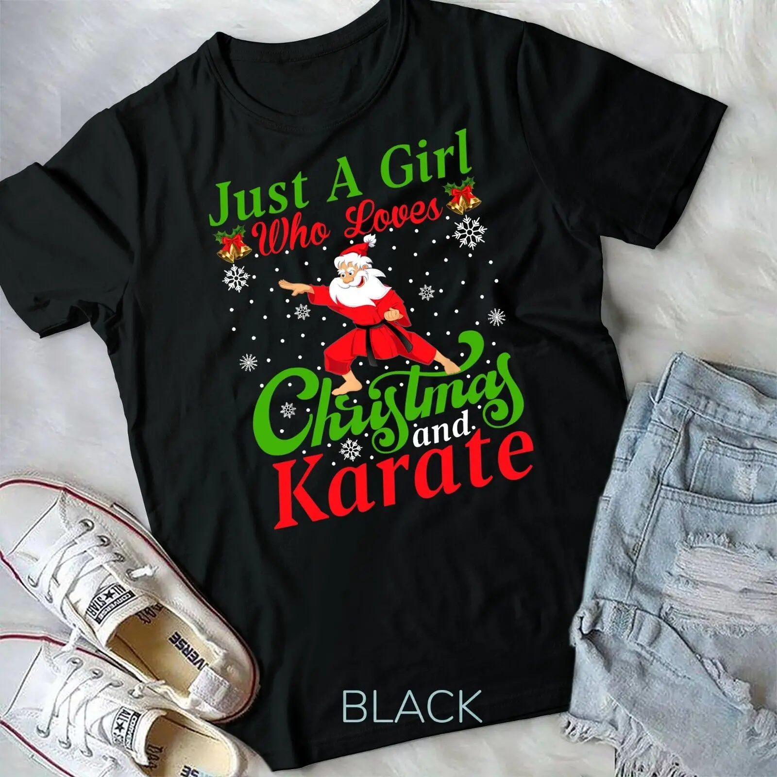 

Just A Girl Who Loves Christmas And Karate Xmas For Women Unisex T-shirt