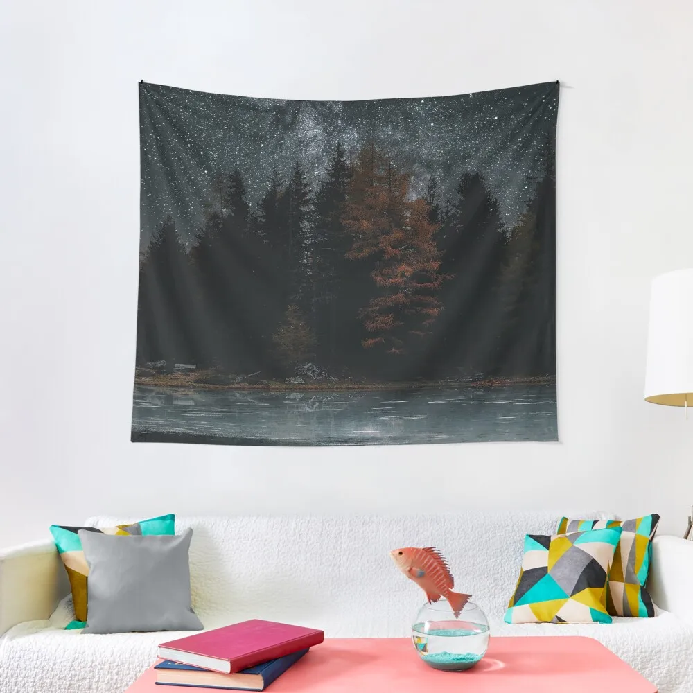 

Forest by the lake at night Tapestry Decorative Wall Funny Wallpaper Tapestry