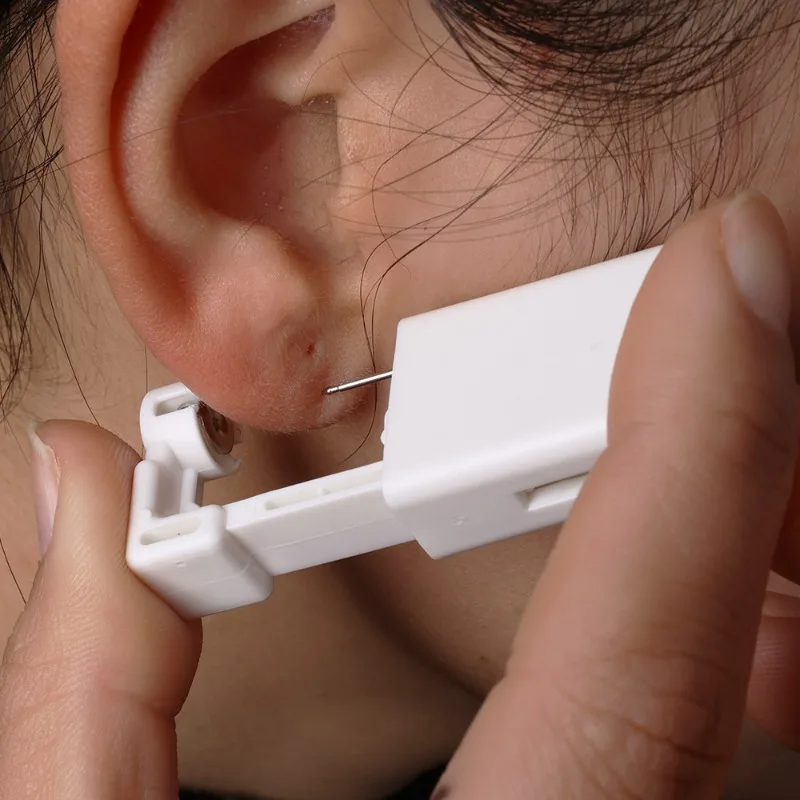 10 مجموعات المتاح العقيمة ثقب الأذن الذاتي ثقب الأنف مجموعة أدوات للمسدس آمنة مريحة لا الألم ثقب أداة آلة عدة مجوهرات #6