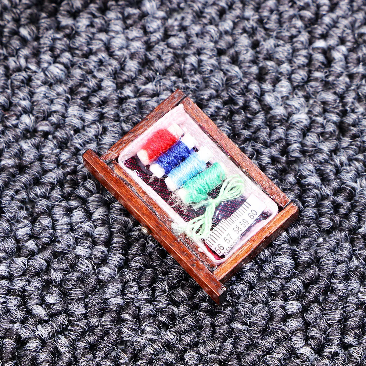 

Retro Mini Sewing Box Handmade Wood Look Interior Detail for Tiny House Setup Fine Crafted Mini Furniture Piece Kids Room