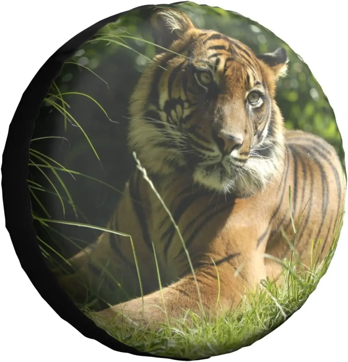 Spare Tire Cover Universal Tires Cover Lying on The Grass Tiger Car Tire Cover Wheel Weatherproof and Dust-Proof UV Sun