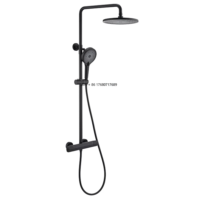Bathroom Rain-style Stainless Steel Freestanding Round Bathtub Faucet Stand Floor Shower Accessory with Ceramic Valve Core