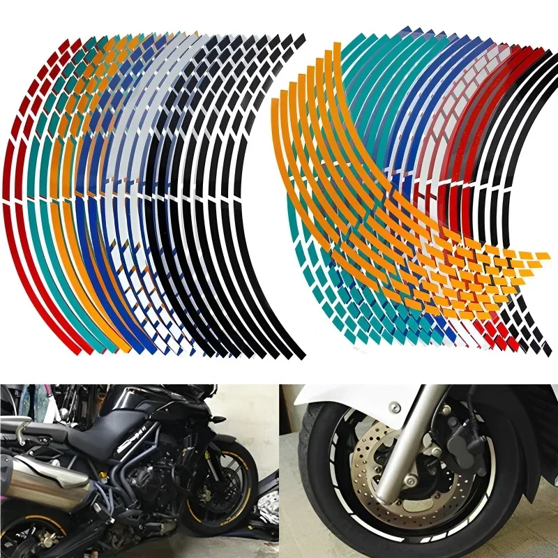 1 Set Motorcycle Car Tire Decals Trim Strips Universal Reflective Bike Wheel Sticker Waterproof Motorcycle Wheel Rim Tape