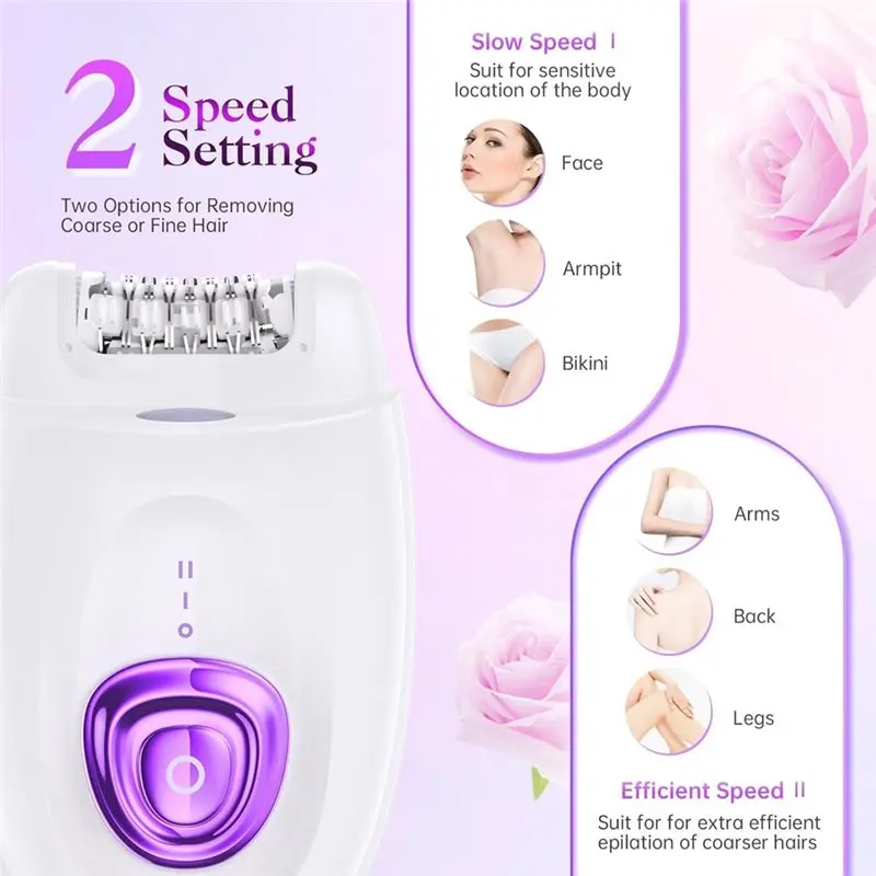 [NEW!A65Z】 Cordless Facial Hair Remover For Women, Epilator Includes Shaver& Trimmer, 2 Speed Options& 36 Tweezers For Face, Lea