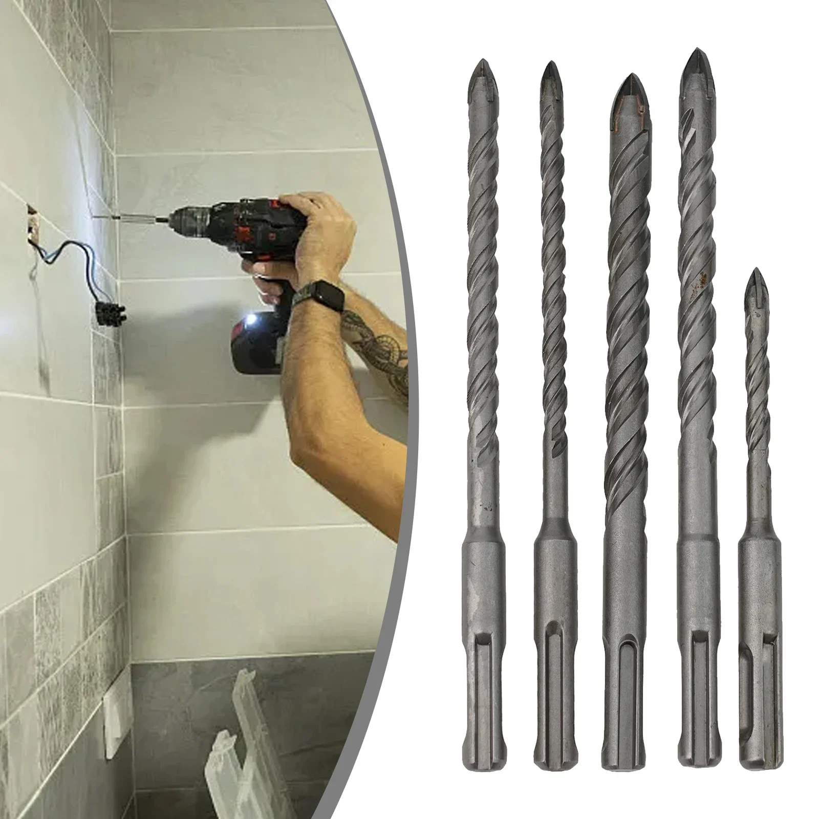 Mata bor ubin porselen, 5 buah Set mata bor pegangan untuk keramik granit ubin batu kayu plastik onkret Dinding