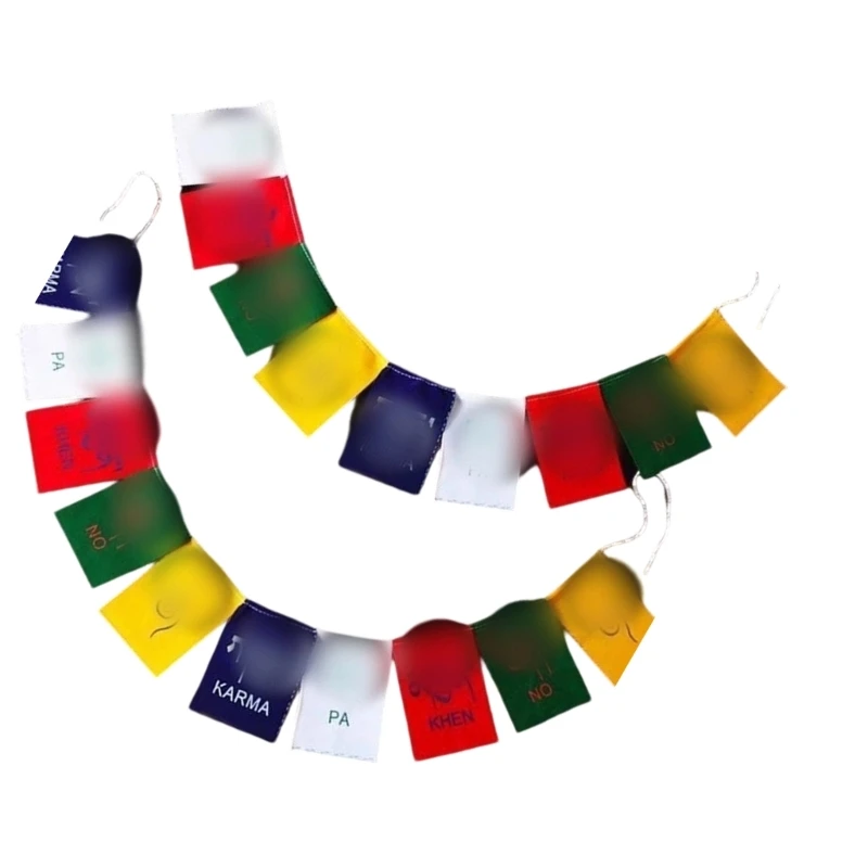 Q39E Practical Waterproof Cloth Buddhist Blessing String Flags for Outdoor Decors