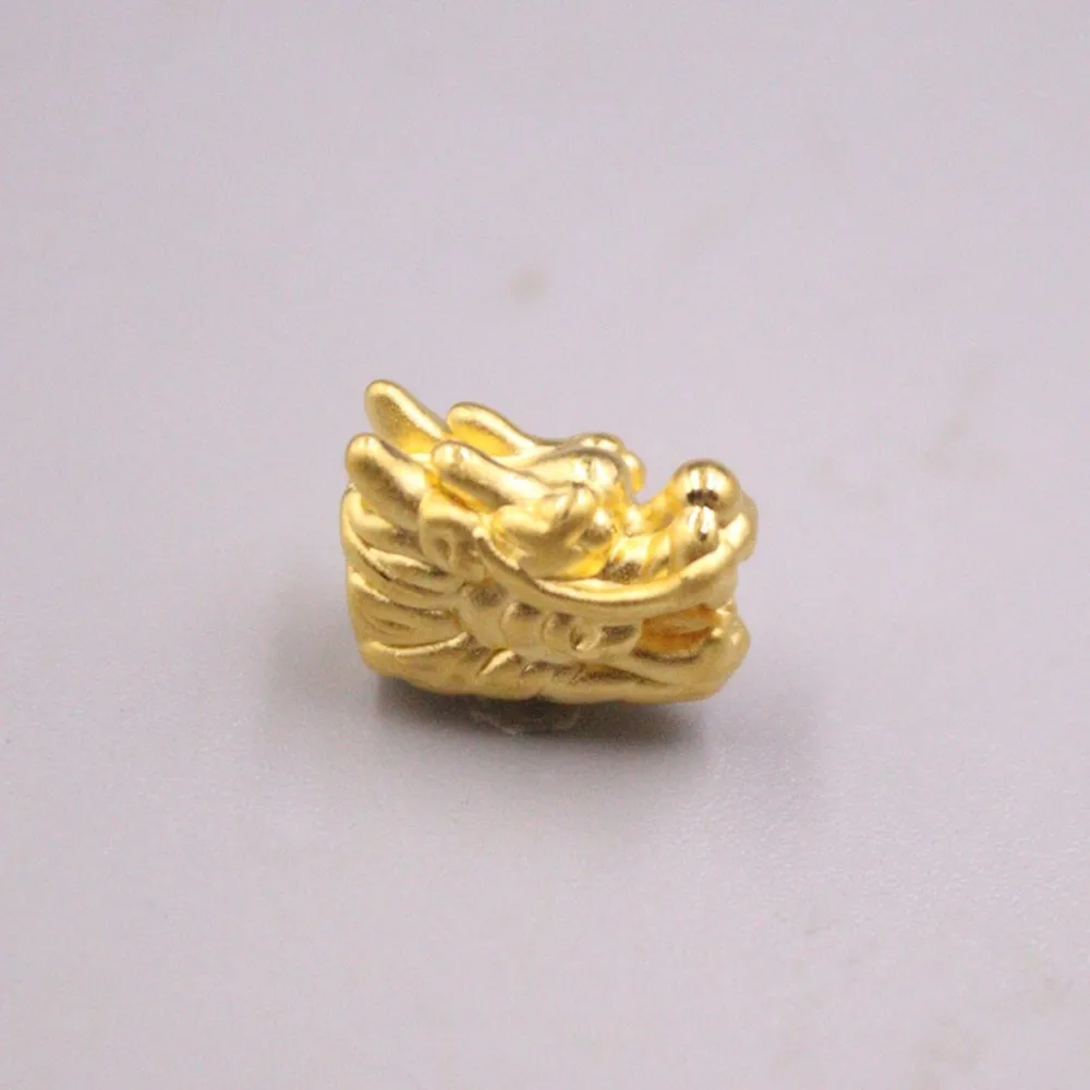 1PCS Real  Pure 999 24K Yellow Gold Bead Lucky DIY Dragon Head Pendant 0.79-0.81g