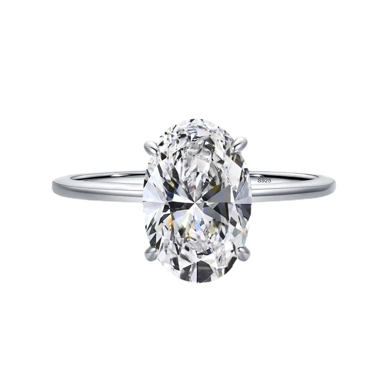 

Hot Sale Luxury S925 Sterling Silver 5ct Oval Diamond Female Ring for Parties