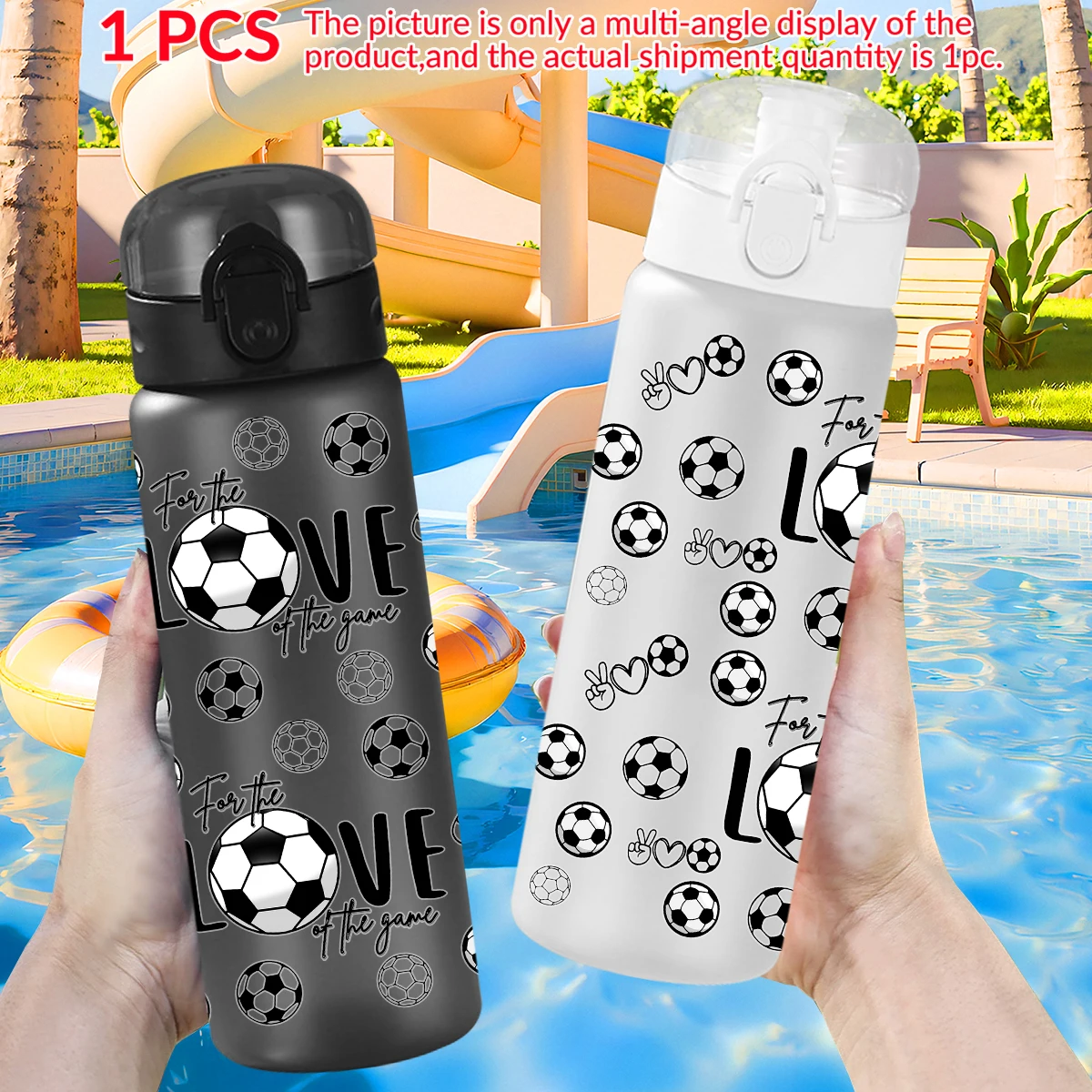 1pc Football Print 26oz Plastic Water Bottle Outdoor Sports Water Bottle Birthday/back To School Season Gift