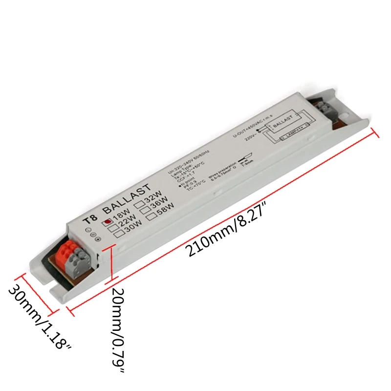 Commonly Used T8 1x 18W/1x 58W Electronic Ballast Equipment for Fluorescent Lamp Drop Shipping