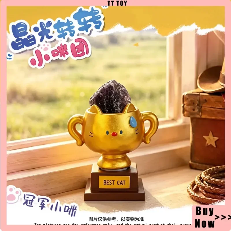 Cute Cat Pai Crystal Spinning Kitten Group Series Blind Box Fun Unboxing Game Can Rotate Desktop Ornament Model Toy Holiday Gift view 6