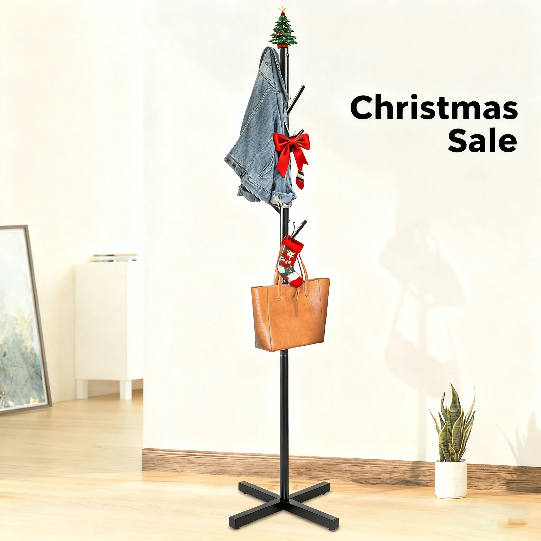 

Modern Rack Black Free Standing 7 Hooks Hall Tree In Corner Gold Hat Hanger & Coat Racks Stand Entryway Organizer Christmas Sale