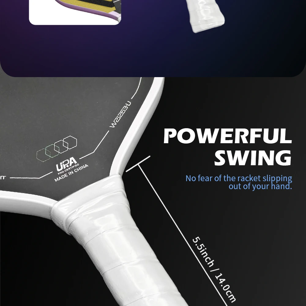 Six24 Ultré Power 2 HexGrit Pickleball-Schläger im gleichen Stil, 16 mm thermogeformte T700-Kohlefaser, Vollschaumkern, USAPA-zugelassen – Detail 5