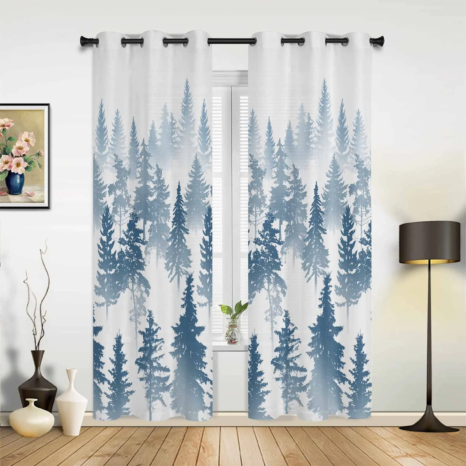 Abstract Silhouette Of Tree Forest Modern Panels Hall Curtains for Living Room Bedroom Window Curtains Hotel Drapes