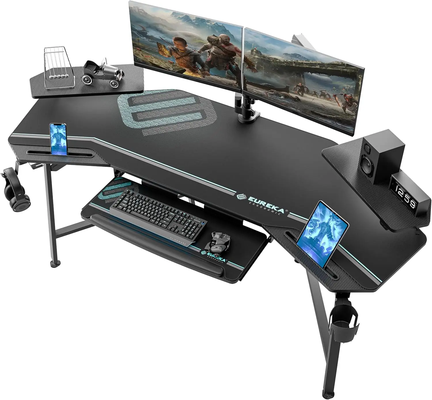 EUREKA ERGONOMIC Aero Gaming Desk with Led Lights, 72