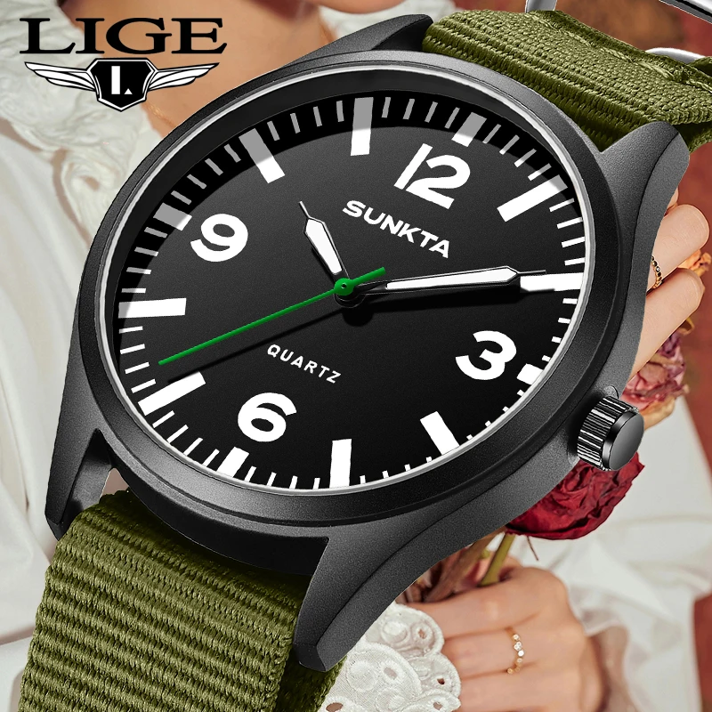 

2026 SUNKTA модные кварцевые наручные часы LIGE роскошные женские часы спортивные водонепроницаемые светящиеся часы с нейлоновым ремешком мужские подарки Reloj