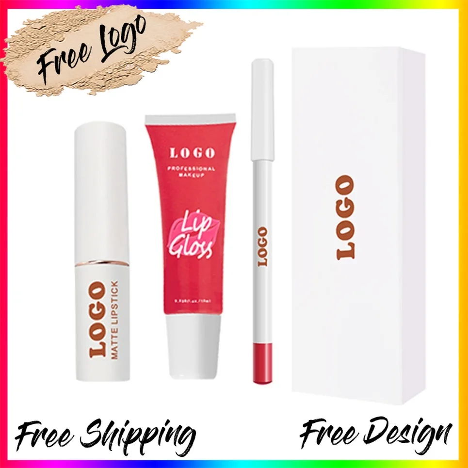 

Vegan 3in1 Lipliner Matte Lipstick Gloss Set Private Label Lip Makeup Kit Beauty Lips Cosmetics Custom Logo Wholesale