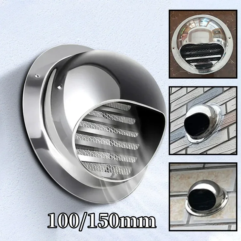 

New 100/150mm Stainless Steel Exhaust Hood Wall Exhaust Cover Exhaust Port Bathroom Extractor Outlet Grille Louver Decoration