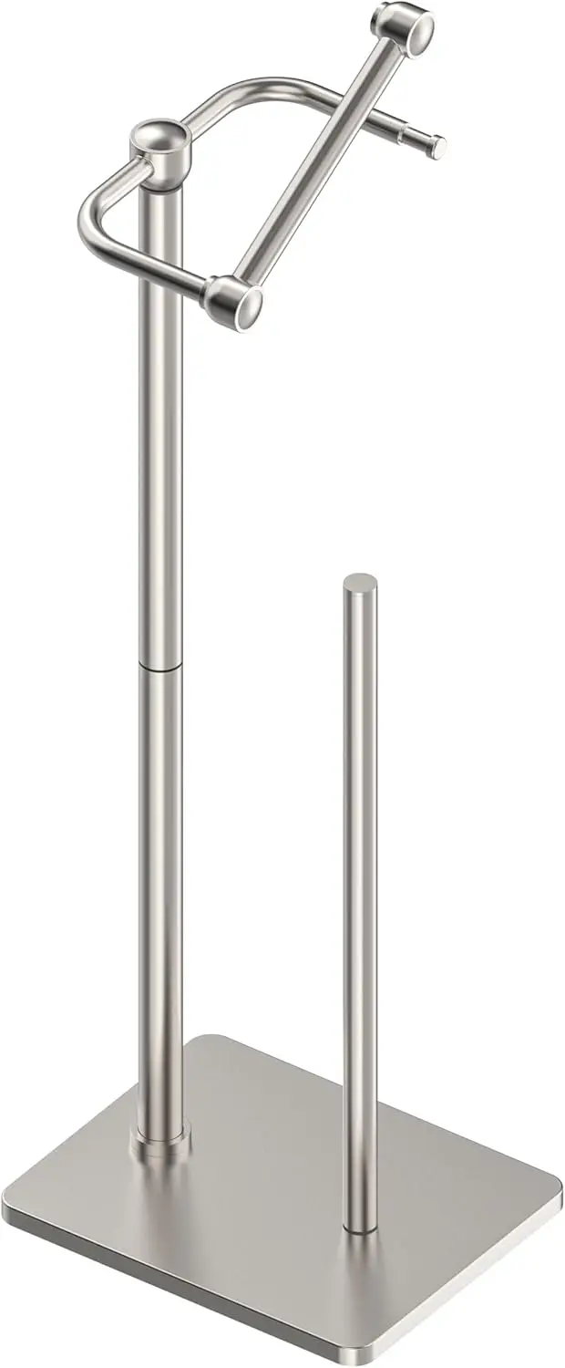 

Toilet Paper Holder Stand, Bathroom Toilet Paper roll Holder Free Standing with Storage for 4 Rolls, Post Pivoting Design,