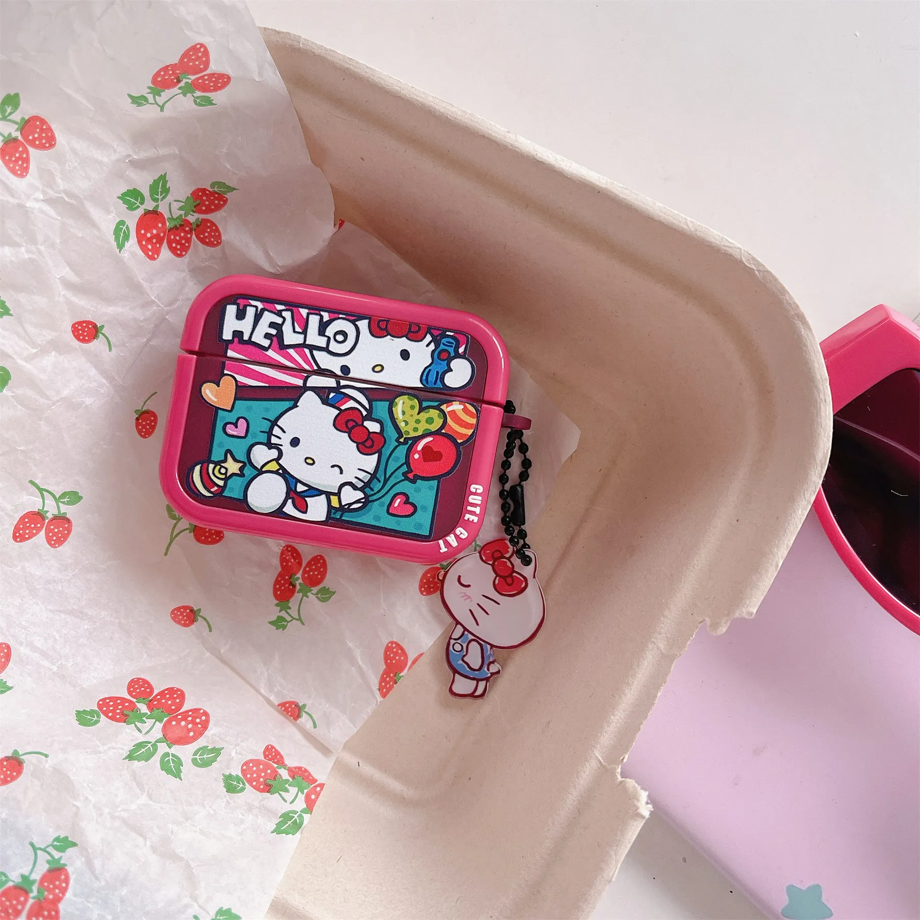 Custodia Kawaii Hello Kitty Funda per Airpods Pro 2 1/2 3 cuffie Bluetooth senza fili accessori scatola protettiva Kuromi con ciondolo