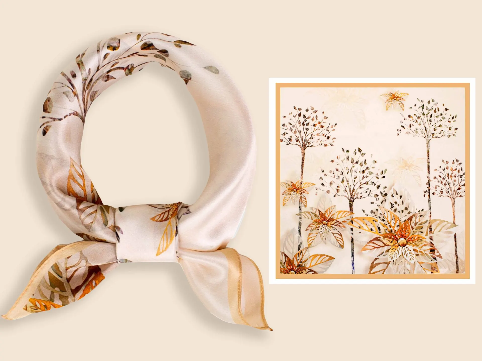 

New Lightweight Silk high-end Style all-season Versatile Small Handkerchief Elders Scarf 8SJ7