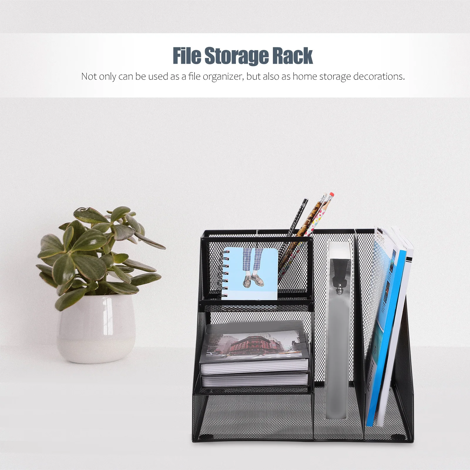 

1Pcs Multi-Layer File Organizer Desktop Document Storage Rack Iron File Sorting Shelf for Office and Study Use Document Rack