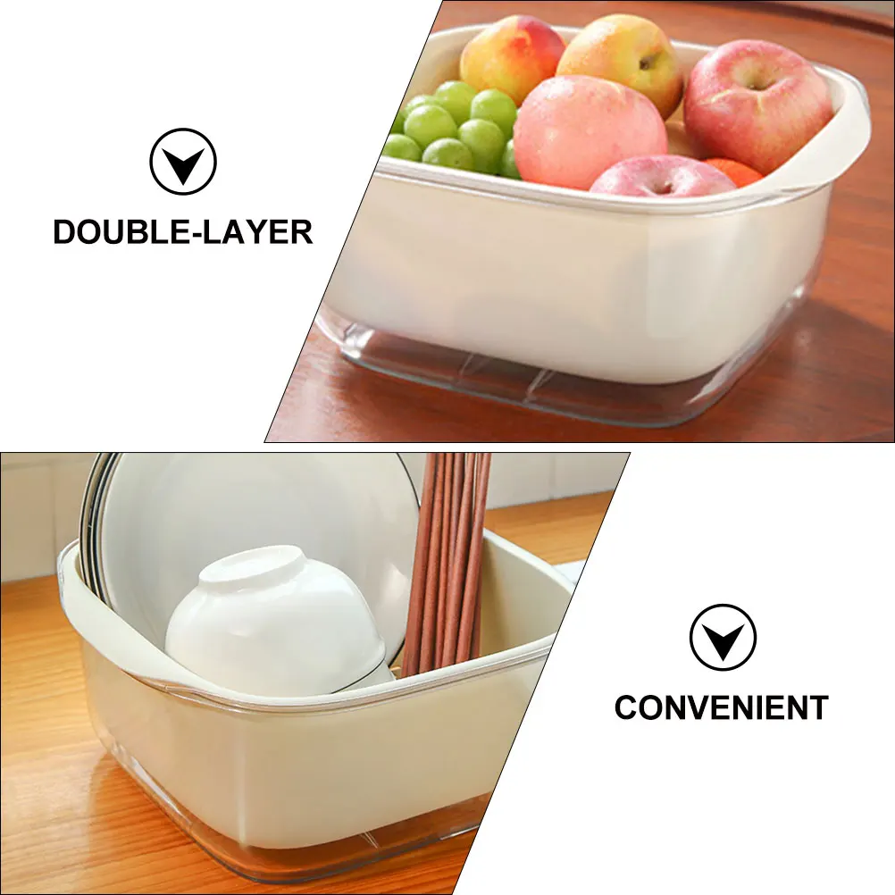 

Двухслойная сливная корзина, кухонный дуршлаг, миска, держатель для хранения фруктов и овощей, съемное ситечко для фруктов большой емкости