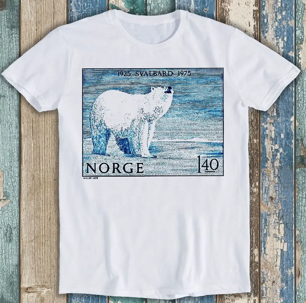 1975 Norway Svalbard Polar Bear Postage Stamp Mail Movie Film Limited Edition Best Seller Funny Meme Top T Shirt P1619