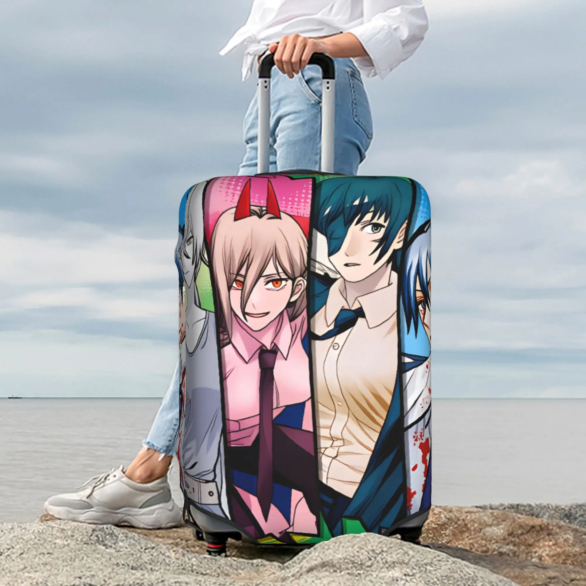 Chainsaw Man Denji Power Luggage Cover Fashion Makima  Suitcase Protector Covers Suit For 18-32 inch