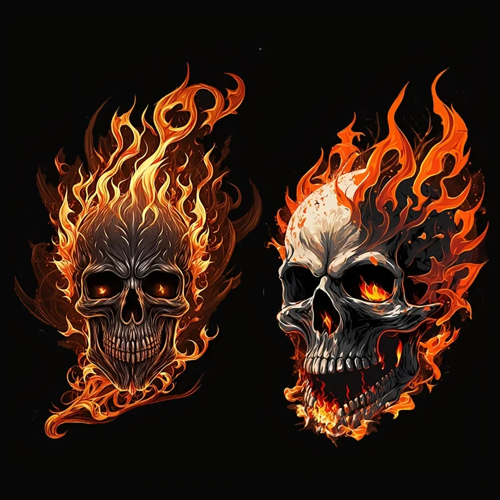 

1 шт. наклейка на автомобиль с пылающим черепом - высококачественная виниловая водонепроницаемая наклейка для окон, бамперов и ноутбуков - съемный острый декор