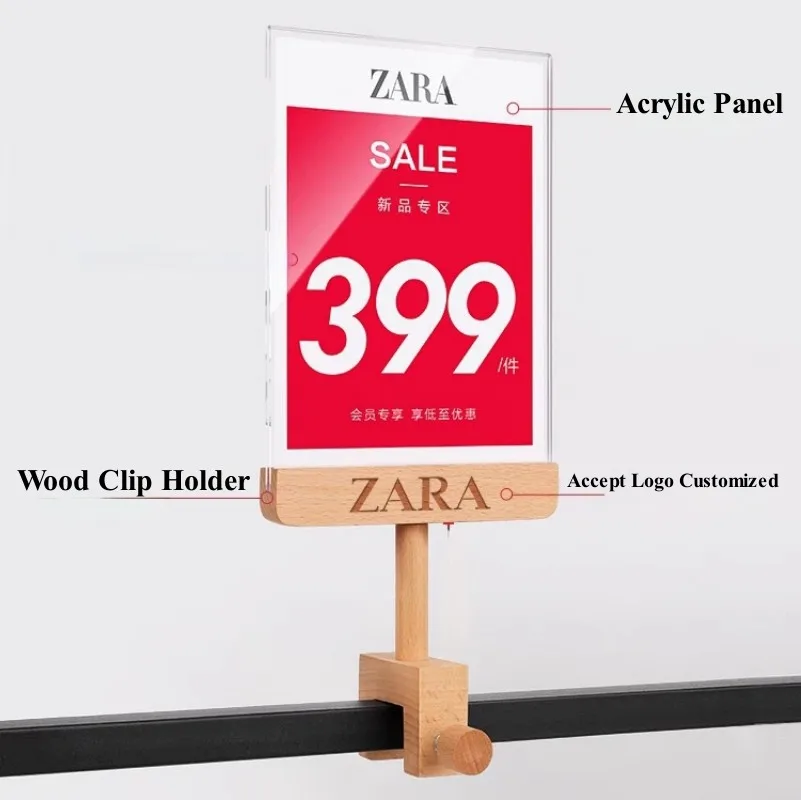 A4 210x297mm Adjustable Acrylic Sign Holder Display Stand POP Clip Commodity Promtion Price Label Poster Price Listing Frame