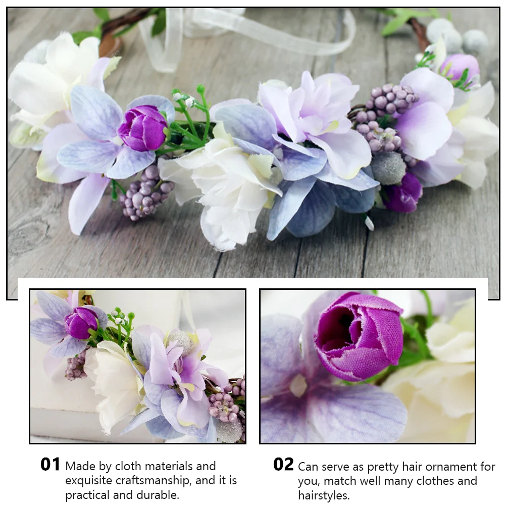 

Artificial Garland Headband Beautiful Wreath Hair Headgear Wedding Banquet Fake Hoop Fabric Lifelike Headdress