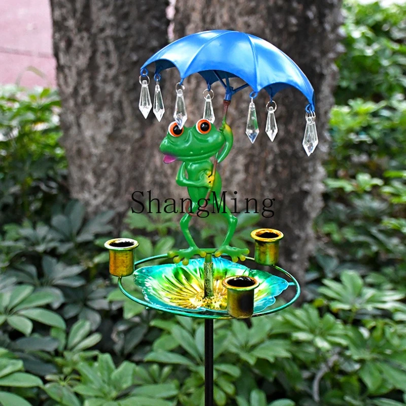 

SM new wrought iron frog bird feeder feeding outdoor courtyard garden pendant bird feeder