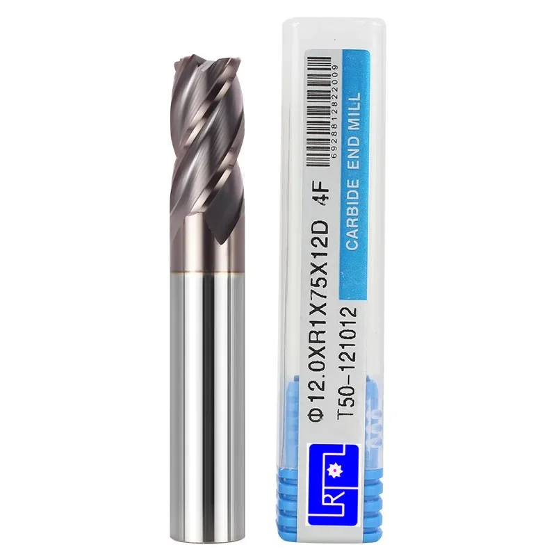 

5pcs hrc50 R1 R0.5*4 6 8 10 12*50 60 75mm Carbide 4 Flutes Corner Radius End mill CNC Spiral Router bits Milling Tools