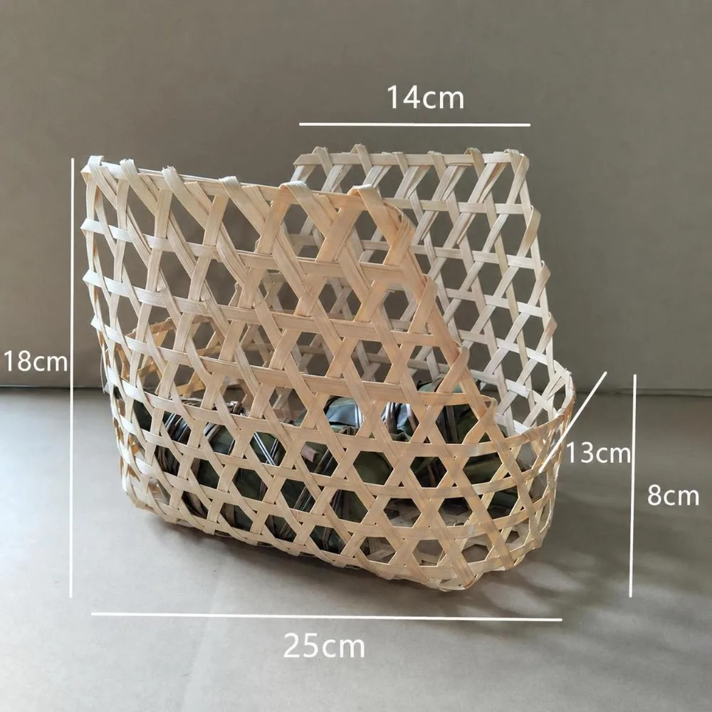 Creative Handmade Woven Bamboo Woven Basket Large Capacity Retro Storage Box Basket Eco-Friendly Pastry Basket Picnic
