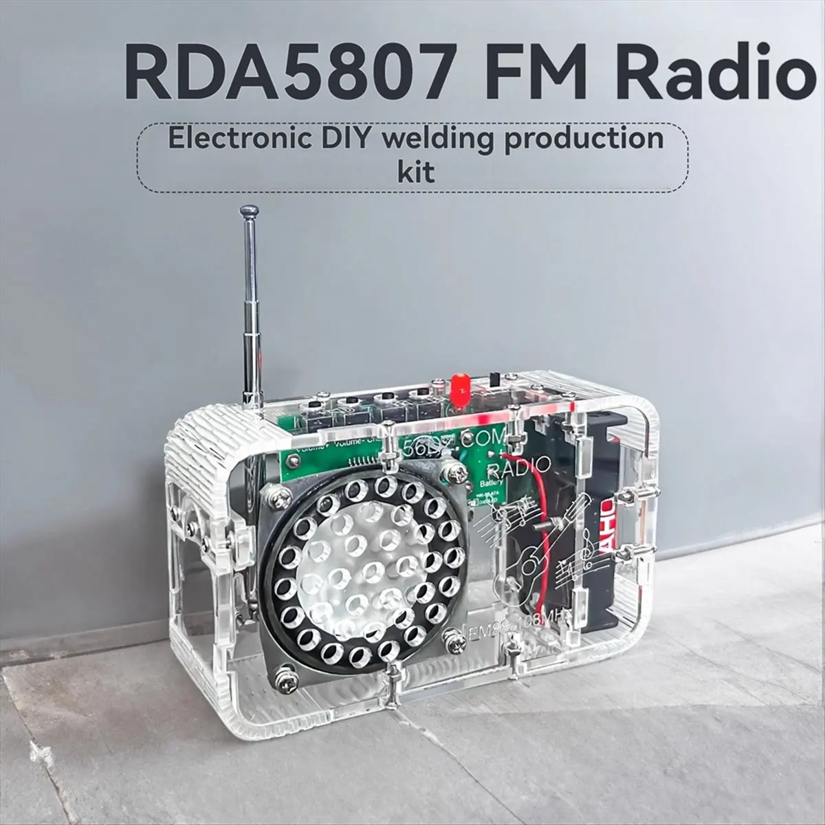 DIY FM Radio Kit 50-108MHz Adjustable IC RDA5807 Soldering Practice Kit Anti-Interference Dual Channel Amplifier