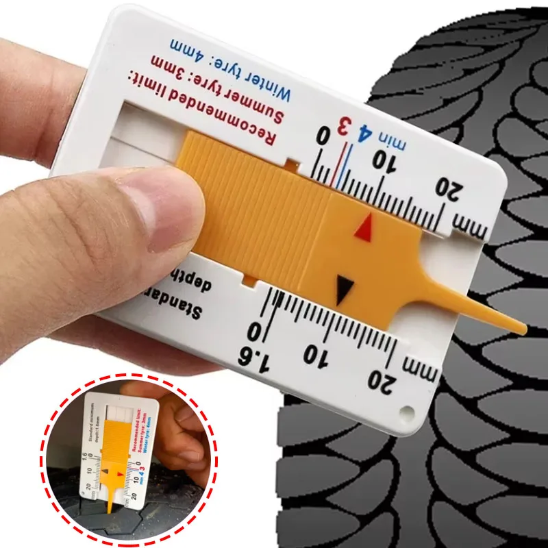 

Car Tyre Tread Depth Ruler Portable Tread Plate Depth Gauge 0-20mm Plastic Measuring Calipers Car Accessories