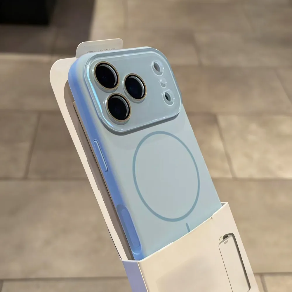 Luxury Magnetic Liquid Silicone Phone Case For iPhone 17 16 15 14 13 Pro Max 17Pro For Magsafe Glass Camera Lens Protector Cover