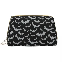 Cute Enchanted Bats In Light Gray On Black Toiletry Bag Goth Occult Witch Cosmetic Makeup Organizer Beauty Storage Dopp Kit