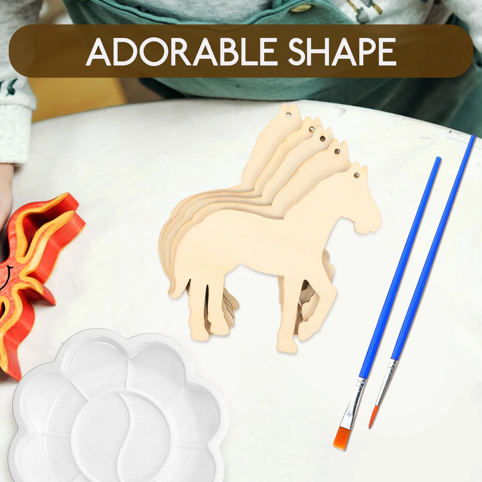 

45pcs Unfinished Wood Diy Cutouts Farm Theme Craft Accessories Graffiti Chips Wooden Slices Diy Coloring For Children