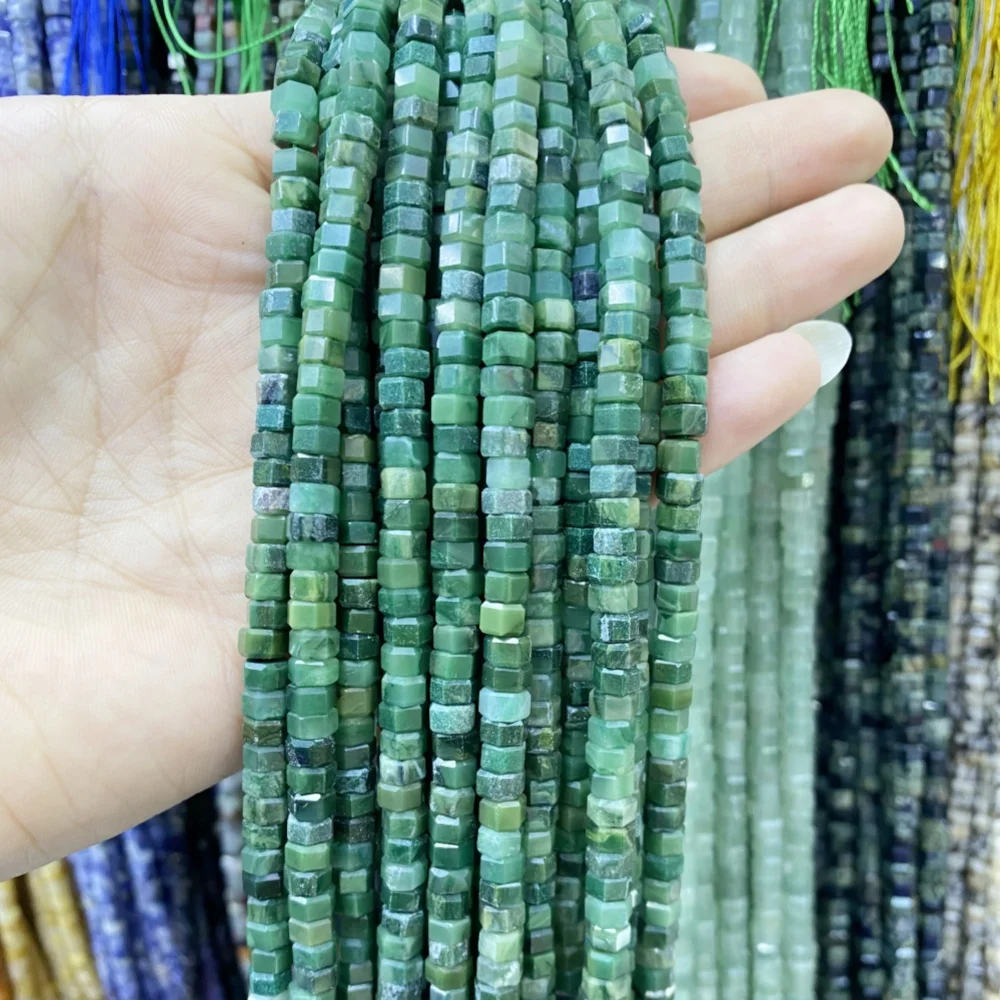 3x6m Natural Stone Unakite Bronzite Blue Agate Faceted Round Loose Spacer Beads For Jewelry DIY Bracelet Making Accessories