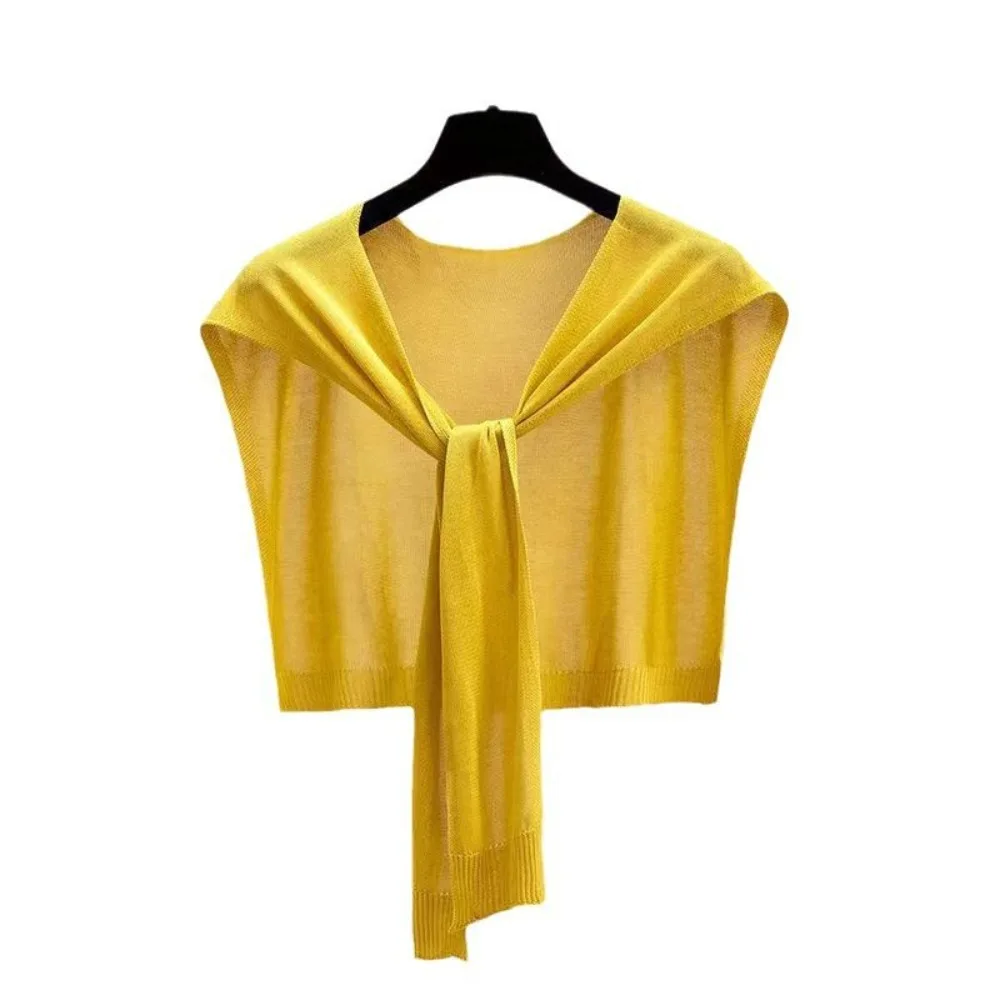 All-match Cape Knitted Shawl Thin Knot Design Neck Wrap Korean Style Cover-Up Knitted Scarf Female