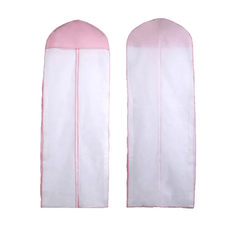 

180cm Long Wedding Dress Dust Cover with Zipper Non-woven Fabric Garment Suit Storage Bag Clothing Protector Cover for Wardrobe