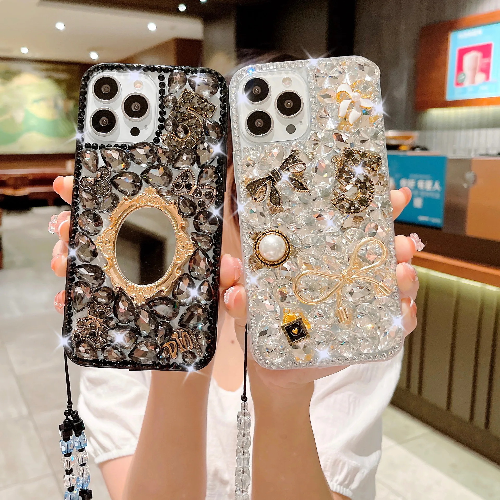 

Rhinestone Bowknot luxury Cases for HUAWEI mate40 nova9pro p50 Case Diamond Phone Cover Mirror phone shell